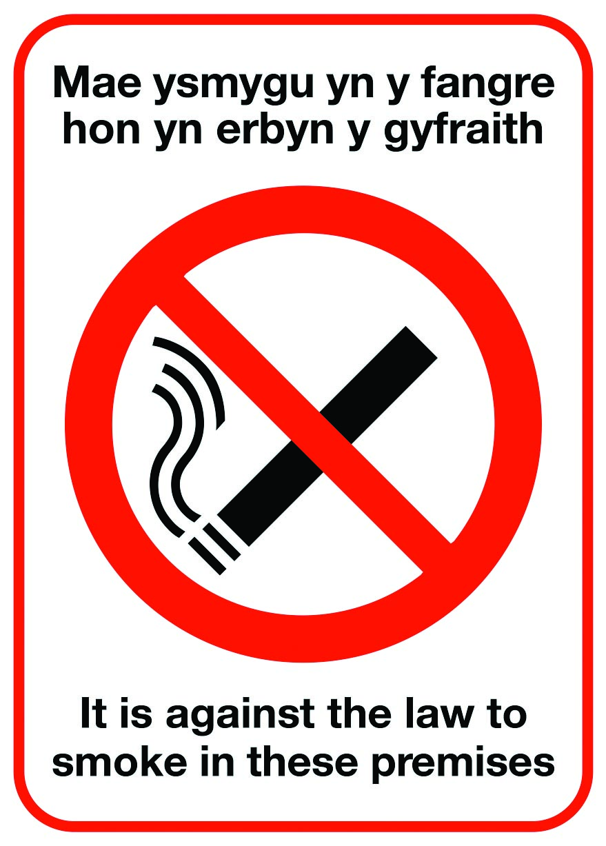 No Smoking sign Conforming to Welsh legislation Aura Sign Shop