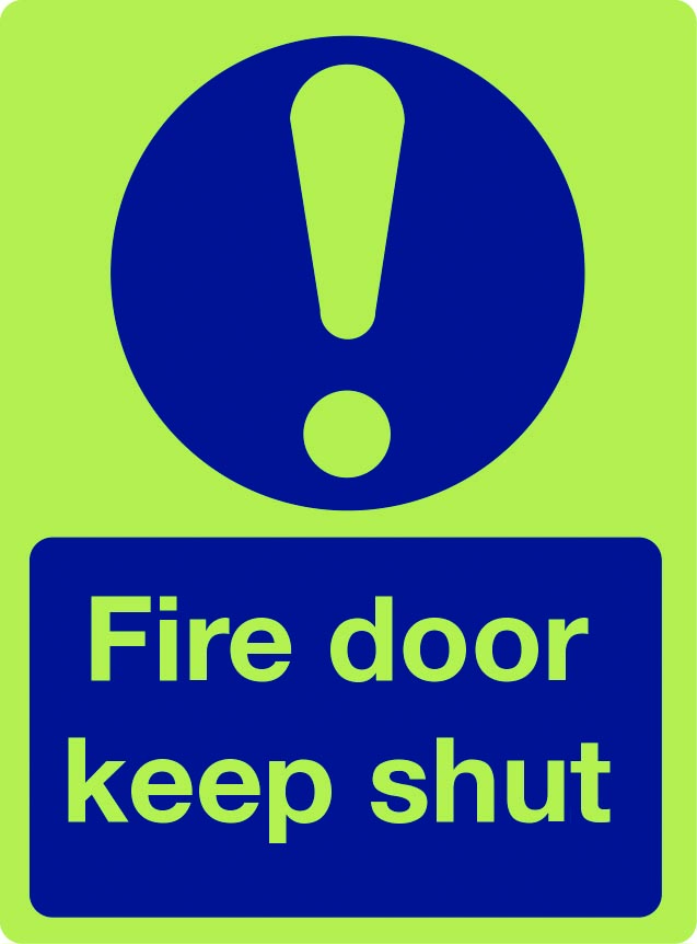 Fire door keep shut (with symbol) in photoluminescent sign Aura Sign Shop